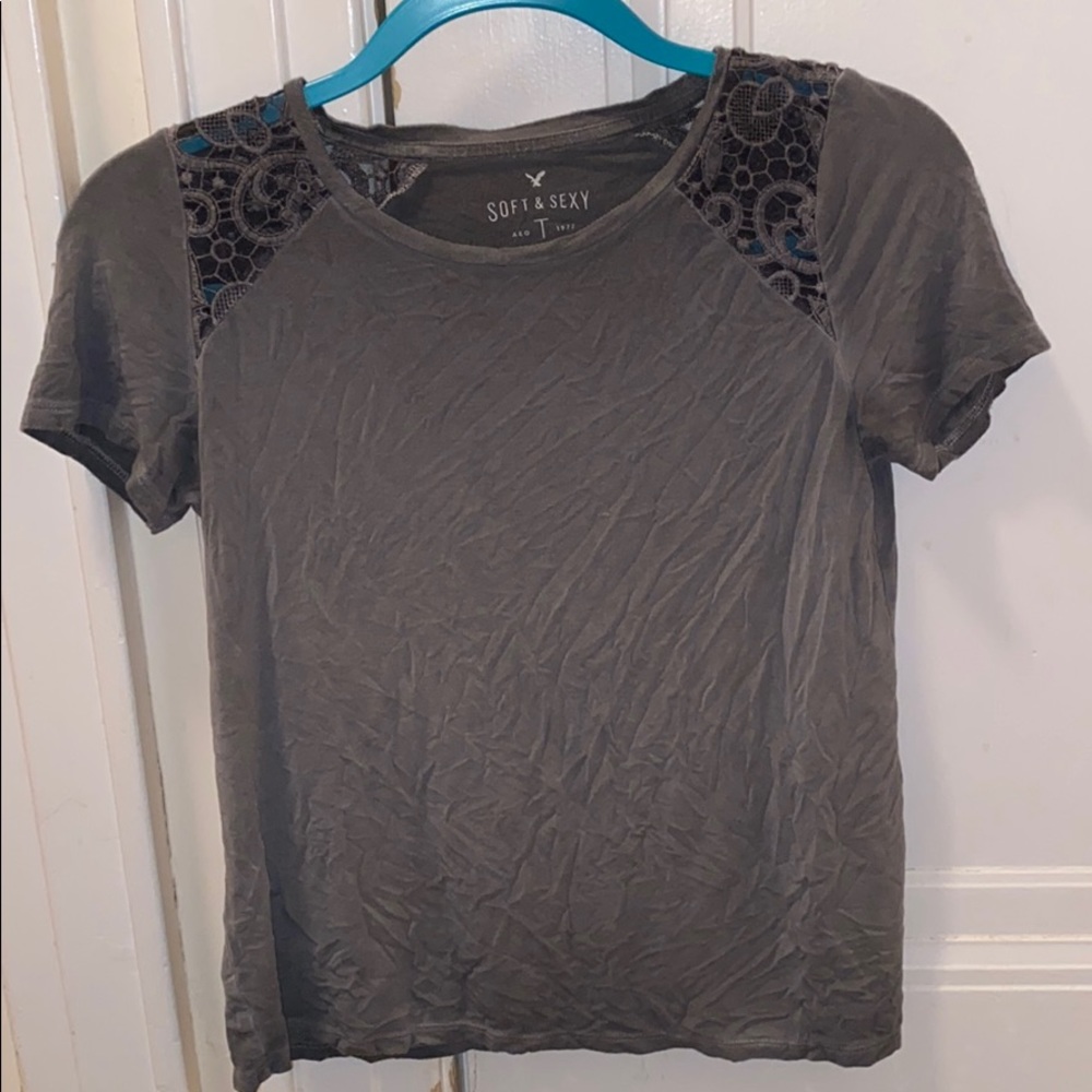 AMERICAN EAGLE Dark Gray Soft & Sexy Tee Size XS